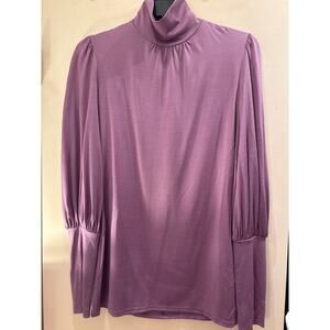 ALICE & TRIXIE Silk/Wool Lavender Hi Neck Back Zip Puff Sleeve Fitted Tunic S